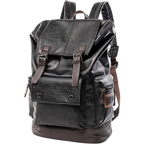 PU Leather Laptop Backpack,Vintage Travel Rucksack for College,Large main image 6
